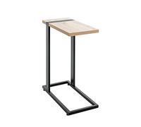HAKU Table d'appoint en Forme de C, chêne Clair, métal Noir, aggloméré, Table Basse Pratique pour canapé - Dimensions : L 24 x H 64 x P 49 cm Style : Moderne