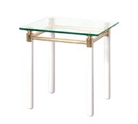 HAKU Table d'appoint en métal Blanc doré, Table Basse avec Verre trempé 10 mm - Dimensions : L 42 x H 44 x P 42 cm Style : Contemporain
