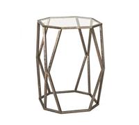 HAKU Table d'appoint en métal Bronze, Table Basse avec Verre trempé de 8 mm - Dimensions : L 37 x H 50 x P 37 cm Style : Art déco