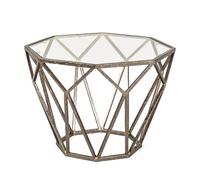 HAKU Möbel Table d'appoint Bronze, métal, Verre trempé 8 mm - Dim.: L 55 cm x H 38 cm x P 55 cm, Style: Art Deco