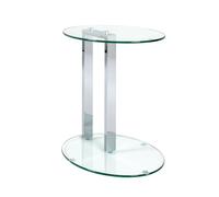 HAKU Table d'appoint en métal chromé, Table Basse avec Verre trempé de 8 mm - Dimensions : L 45 x H 50 x P 35 cm Style : Moderne