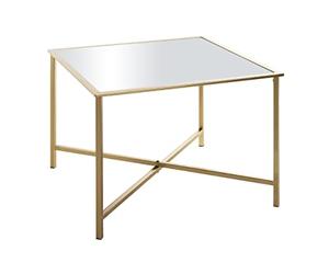 HAKU Table d'appoint en métal doré, Miroir 5 mm, Table de Salon carrée - Dimensions : L 60 x H 45 x P 60 cm Style : Art déco