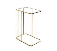 HAKU Table d'appoint – Métal & verre trempé – Or – L45×H65×P30 cm – Art déco