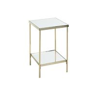 HAKU Table d'appoint en métal laitonné, Pieds réglables, Miroir 5 mm, Table de Salon carrée - Dimensions : L 28 x H 46 x P 28 cm Style : Art déco