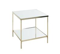 HAKU Table d'appoint en métal laitonné, Pieds réglables, Plateau Miroir 5 mm, Table Basse carrée - Dimensions : L 45 x H 46 x P 45 cm Style : Art déco