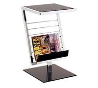 HAKU Table d'appoint en métal Noir chromé avec Plateau en Verre trempé - Dimensions : L 36 x H 60 x P 30 cm Style : Moderne