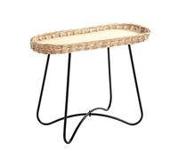 HAKU Table d'appoint Nature – Noir métal, contre-plaqué, pallissade en osier, L70×H55×P33 cm