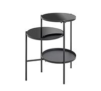 HAKU Table d'appoint, métal Noir, Table Basse, Verre trempé 5 mm - Dimensions : L 56 x H 71 x P 39 cm Style : Moderne