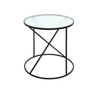 HAKU Table d'appoint Noir, métal, Verre trempé - Dim.: H 50 cm x Ø 50 cm, Style: Modern