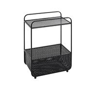 HAKU Table d'appoint Noire, Table de Bar avec Panier intégré, métal Aspect tôle perforée - Dimensions : L 41 cm x H 58 cm x P 25 cm, Style : Moderne