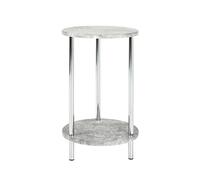 HAKU Table d'appoint Optique béton, chromé, MDF, métal - Dim.: H 50 cm x Ø 30 cm, Style: Modern