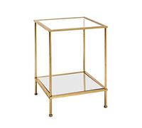 HAKU Table d'appoint Alizée Or – métal, verre trempé, miroir, L39×H55×P39 cm – Art déco