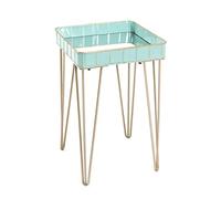 HAKU Table d'appoint Or, Turquoise, métal, Miroir - Dim.: L 35 cm x H 56 cm x P 35 cm, Style: Art Deco