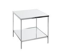 HAKU Table d'appoint, Pieds en métal chromé réglables, Plateau Miroir 5 mm, Table de Salon carrée - Dimensions : L 45 x H 46 x P 45 cm Style : Art déco