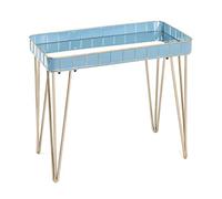 HAKU Table d'appoint rectangulaire Bleu et Or, métal et Miroir, Table Basse rectangulaire - Dimensions : L 60 x H 54 x P 31 cm Style : Art déco