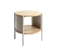 HAKU Table d'appoint Ronde 2 Niveaux décor MDF chêne Brun Clair, Structure métallique Gris Cachemire, Table Basse, Bout de canapé, H 44 x Ø 44 cm