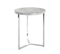HAKU Table d'appoint Ronde Aspect béton, Chrome, MDF et métal - Dimensions : H 54 x Ø 45 cm Style : Moderne