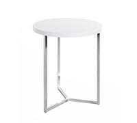 HAKU Möbel Table d'appoint – blanc, chromé, MDF/métal, H 54 x Ø 45 cm, style moderne