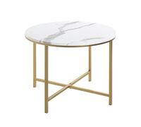 HAKU Table d'appoint Ronde Aspect marbre doré, Plateau en MDF, piètement en métal, Table Basse Ronde - Dimensions : H 45 x Ø 60 cm Style : Art déco