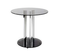 HAKU Table d'appoint Ronde avec Plateau en Verre, métal chromé Gris, Table Basse avec Verre trempé de 8 mm - Dimensions : H 57 x Ø 59 cm Style : Moderne