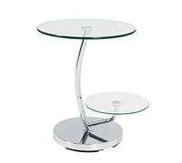 HAKU Table d'appoint Ronde avec Plateau en Verre, métal chromé, Table Basse avec Verre trempé - Dimensions : H 55 x Ø 52 cm Style : Moderne