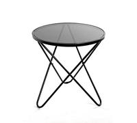 HAKU Table d'appoint Ronde avec Plateau en Verre, métal Noir, Table Basse avec Verre trempé 5 mm - Dimensions : H 56 x Ø 55 cm Style : Moderne