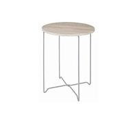 HAKU Table d'appoint Ronde en Aluminium et chêne Clair, MDF et métal, Table Basse Ronde - Dimensions : H 52 x Ø 40 cm Style : Moderne