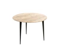 HAKU Table d'appoint Ronde en Bois Massif d'acacia avec piètement en métal Noir, Table Basse Ronde - Dimensions : H 46 x Ø 65 cm Style : Moderne