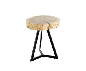 HAKU Table d'appoint Ronde en Bois Massif d'acacia, Structure en métal Noir, Table Basse Ronde - Dimensions : H 43 x Ø 35 cm Style : Urban Collective