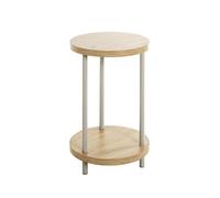 HAKU Table d'appoint Ronde en chêne Clair et Gris Cachemire, MDF et métal - Dimensions : H 50 x Ø 30 cm - Style : Moderne