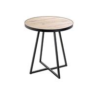 HAKU Table d'appoint ronde en chêne clair et noir, MDF et métal – H 52 x Ø 48 cm, style moderne