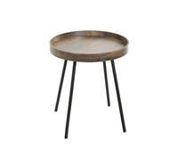 HAKU Table d'appoint Ronde en chêne foncé et Noir, Plateau en MDF, Structure en métal, Table Basse Ronde - Dimensions : H 45 x Ø 40 cm Style : Moderne
