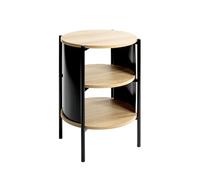 HAKU Table d'appoint Ronde en chêne Naturel et Noir, MDF et métal, Table Basse Ronde - Dimensions : H 60 x Ø 44 cm Style : Moderne