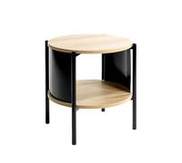 HAKU Table d'appoint Ronde en chêne Naturel et Noir, Plateau en MDF, piètement en métal, Table Basse Ronde - Dimensions : H 44 x Ø 44 cm Style : Moderne