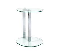 HAKU Table d'appoint Ronde en métal chromé avec Plateau en Verre trempé de 8 mm - Dimensions : H 50 x Ø 40 cm Style : Moderne