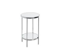 HAKU Table d'appoint Ronde en métal chromé, Pieds réglables, Plateau en Miroir de 5 mm, Table Basse Ronde - Dimensions : H 46 x Ø 28 cm Style : Art déco