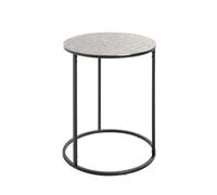 HAKU Table d'appoint Ronde en métal Noir et Argent, Petite Table Basse Ronde - Dimensions : H 60 x Ø 46 cm Style : Moderne