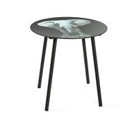 HAKU Table d'appoint Ronde Motif Noir en métal avec Verre trempé de 5 mm - Dimensions : H 41 x Ø 40 cm Style : Moderne