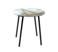HAKU Table d'appoint Ronde Motif Noir en métal avec Verre trempé de 5 mm - Dimensions : H 41 x Ø 40 cm Style : Moderne