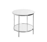 HAKU Table d'appoint Ronde, Pieds en métal chromé réglables, Plateau Miroir 5 mm, Table Basse Ronde - Dimensions : H 46 x Ø 44 cm Style : Art déco