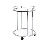 HAKU Table d'appoint Ronde sur roulettes, Chrome et Blanc, MDF et métal, Table Basse Ronde - Dimensions : H 60 x Ø 45 cm Style : Moderne