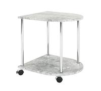 HAKU Table d'appoint sur roulettes Aspect béton, Chrome, MDF, métal, desserte à roulettes - Dimensions : L 42 cm x H 45 cm x P 40 cm, Style : Moderne