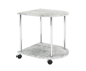 HAKU Table d'appoint sur roulettes Aspect béton, Chrome, MDF, métal, desserte à roulettes - Dimensions : L 42 cm x H 45 cm x P 40 cm, Style : Moderne