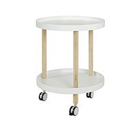 HAKU Desserte Nature – Blanc, Bois massif et MDF – H 60 cm × Ø 50 cm – Style scandinave