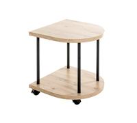 HAKU Table d'appoint sur roulettes en chêne Clair et Noir, MDF et métal, desserte à roulettes - Dimensions : L 40 x H 45 x P 40 cm Style : Moderne