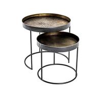 HAKU Tables d'appoint Rondes, Lot de 2, cuivre et Noir, métal, Petites Tables Basses Rondes - Dimensions : H 38/48 x Ø 41/51 cm Style : Urban Collective