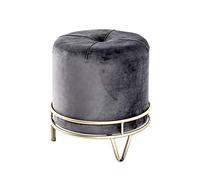 HAKU Tabouret Anthracite, Or, MDF, métal, recouvrement Tissu - Dim.: H 40 cm x Ø 38 cm, Style: Art Deco