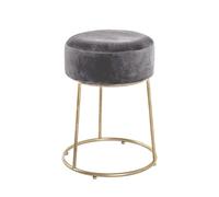 HAKU Tabouret Anthracite, Or, MDF, métal, recouvrement Tissu - Dim.: H 46 cm x Ø 30 cm, Style: Art Deco