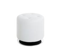 HAKU Tabouret chromé, Blanc, Tissu synthétique Aspect Cuir, métal - Dim.: H 40 cm x Ø 40 cm, Style: Modern