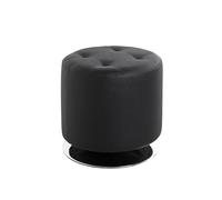 HAKU Tabouret chromé, Noir, Tissu synthétique Aspect Cuir, métal - Dim.: H 40 cm x Ø 40 cm, Style: Modern